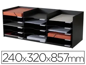 Module classement paperflow superposable armoire 15 cases 240x320x857mm coloris noir — Non classé