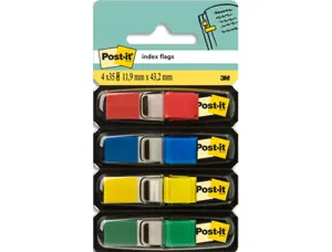 Marque-pages post-it mini index étroit 12x44mm 35f coloris classiques rouge vert bleu jaune lot 4 unités — Non classé