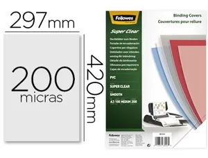 Plat couverture fellowes pvc 20/100e format a3 incolore boîte 100 unités — Non classé