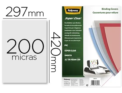 Plat couverture fellowes pvc 20/100e format a3 incolore boîte 100 unités — Non classé