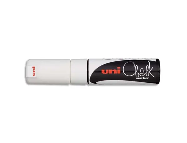 Marqueur uniball craie chalk marker pointe large 8mm craie liquide couleur lumineuse blanc — Non classé