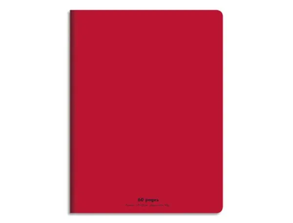 Cahier piqué conquérant classique couverture polypropylène rigide transparente a5+ 17x22cm 60 pages 90g séyès rouge — Non…