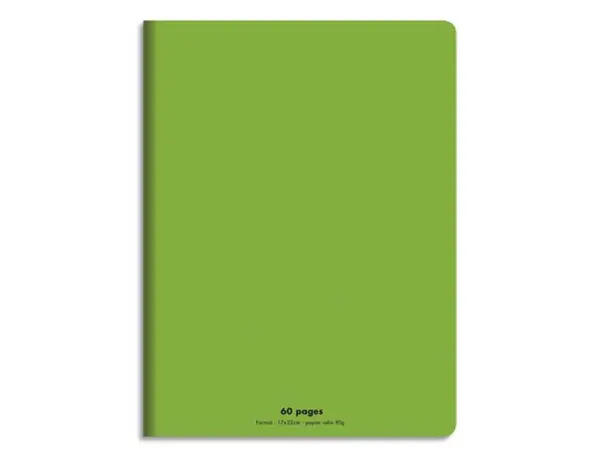 Cahier piqué conquérant classique couverture polypropylène rigide transparente 17x22cm 60 pages 90g séyès coloris vert —…