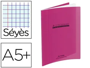 Cahier piqué conquérant classique couverture polypropylène rigide transparente a5+ 17x22cm 60 pages 90g séyès violet — Non…