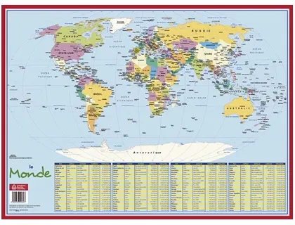 Sous-main bouchut grandrémy cartonné support anti-glisse carte monde 550x405mm — Non classé