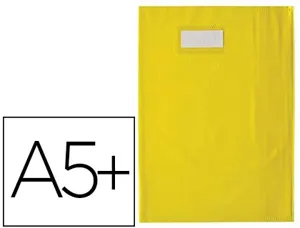 Protège-cahier elba styl'sms pvc opaque 12/100e sans phtalates porte-étiquette et étiquette 170x220mm jaune — Non classé