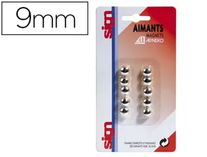 Aimant sign rond métallisé diamètre 9mm coloris argent pack 10 unités — Non classé