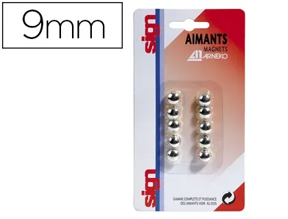 Aimant sign rond métallisé diamètre 9mm coloris argent pack 10 unités — Non classé