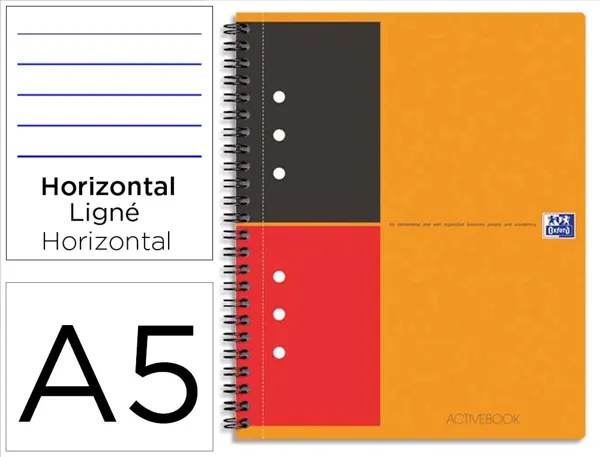 Cahier oxford active book optik paper couverture polypropylène pochette rangement a5+ 17,8x21cm 160 pages ligné — Non classé