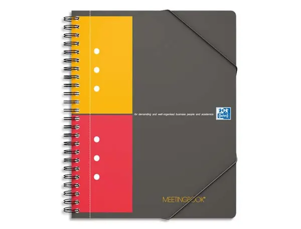 Cahier-chemise oxford meeting book optik paper couverture pp a5+ 17,8x22,5cm 160 pages 5x5mm fermeture élastique — Non classé