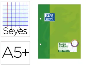 Copie double oxford a5+ 170x220mm 200p séyès perforées — Non classé