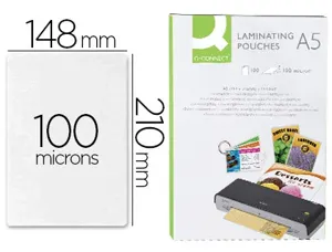 Pochette plastification q-connect à chaud économique format a5 100 microns boîte 100 unités — Non classé