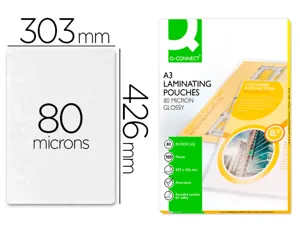Pochette plastification q-connect à chaud économique format a3 80 microns boîte 100 unités — Non classé
