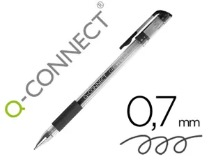 Stylo-bille q-connect écriture moyenne 0.5mm corps translucide grip caoutchouc coloris noir — Non classé
