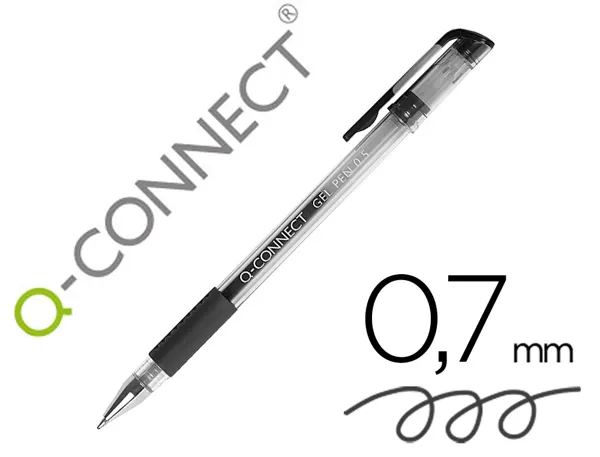 Stylo-bille q-connect écriture moyenne 0.5mm corps translucide grip caoutchouc coloris noir — Non classé