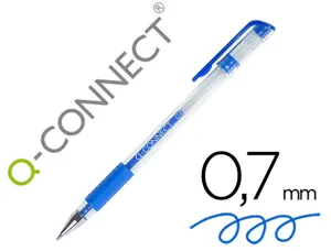 Stylo-bille q-connect écriture moyenne 0.5mm corps translucide grip caoutchouc coloris bleu — Non classé