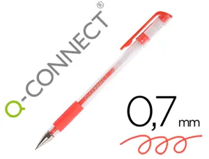 Stylo-bille q-connect écriture moyenne 0.5mm corps translucide grip caoutchouc coloris rouge — Non classé