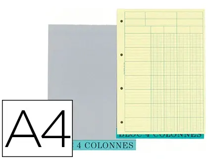 Bloc exacompta contrôle comptable a4 210x297mm 70 feuilles 4 colonnes/libellé coloris canari — Non classé