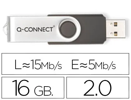 Clé usb q-connect 2.0 16gb vitesse lecture 18mb/s écriture 8mb/s capuchon rotatif — Non classé
