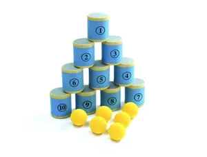 Jeu chamboule tout mousse contient 10 boîtes 10x8cm 6 balles diamètre 6cm — Non classé