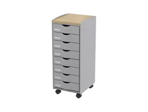 Desserte mobile paperflow polystyrène 8 tiroirs 4 roulettes pivotantes 74,5x28,8x35cm — Non classé