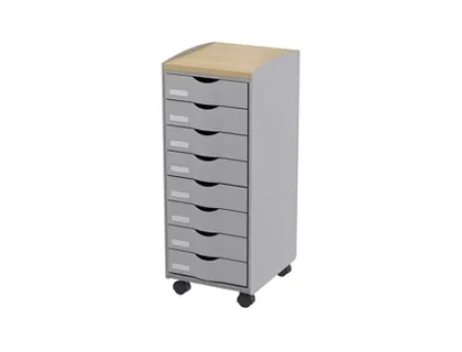 Desserte mobile paperflow polystyrène 8 tiroirs 4 roulettes pivotantes 74,5x28,8x35cm — Non classé
