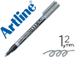 Marqueur artline permanent pointe fine conique 1.2mm tous supports corps métal encre pigmentée résiste eau argent — Non…