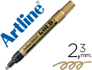 Marqueur artline permanent pointe moyenne conique 2.3mm tous supports corps métal encre pigmentée résiste eau couleur or —…