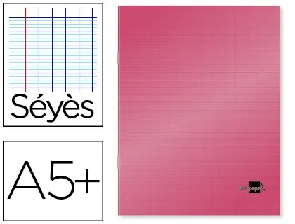 Cahier piqué liderpapel couverture plastique souple a5+ 17x22cm 90g 96 pages séyès coloris rouge — Non classé