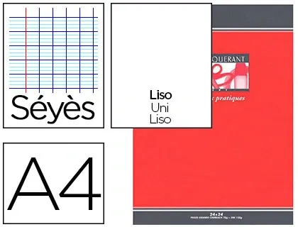 Cahier piqué conquérant sept travaux pratiques couverture offset a4 21x29,7cm 48 pages 70g 24p séyès 24p unies — Non classé