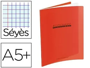 Cahier piqué conquérant classique couverture polypropylène rigide transparente a5+ 17x22cm 32 pages 90g séyès rouge — Non…