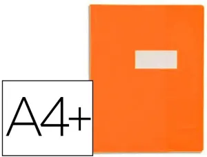 Protège-cahier elba strong line pvc cristal 15/100e rabats porte-étiquette et étiquette 240x320mm orange opaque — Non classé