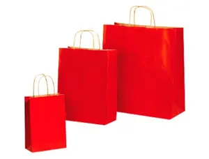Sac kraft vergé 100g poignées ficelle torsadée 240x100x310mm coloris rouge — Non classé