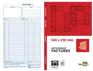 Manifold autocopiant liderpapel factures 140x210mm 50 duplis — Non classé