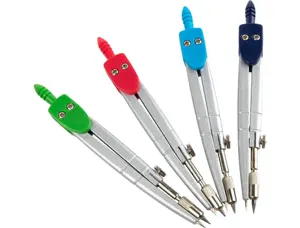 Compas liderpapel scolaire circonférence 36cm longueur 12cm protecteur pointe mine 2mm coloris assortis étui plastique —…