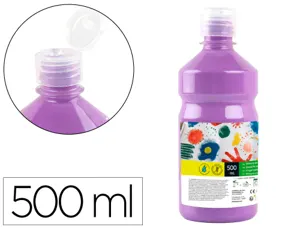 Gouache scolaire liderpapel liquide lavable fermeture sécurité brillante coloris lilas flacon 500ml