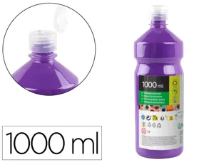 Gouache scolaire liderpapel liquide lavable fermeture sécurité brillante coloris violet flacon 1000ml