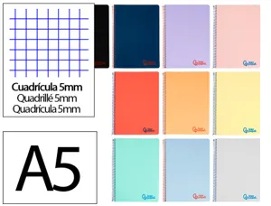 Cahier spirale liderpapel a5 micro wonder 160 pages 90g    5x5mm avec marge coloris      assortis — Non classé