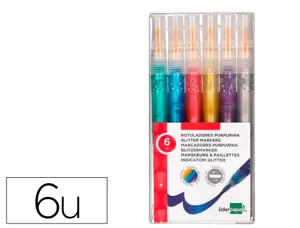 Feutre liderpapel encre metallisee pailletee double   pointe etui de 6u assorties — Non classé