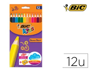 Crayon couleur bic kids super soft etui carton 12 unites +  1 taille-crayons — Non classé