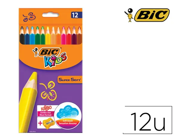 Crayon couleur bic kids super soft etui carton 12 unites + 1 taille-crayons — Non classé