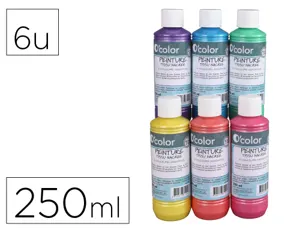 Peinture tissu o'color 250ml coloris nacres assortis       coffret polypro 6 unites — Non classé