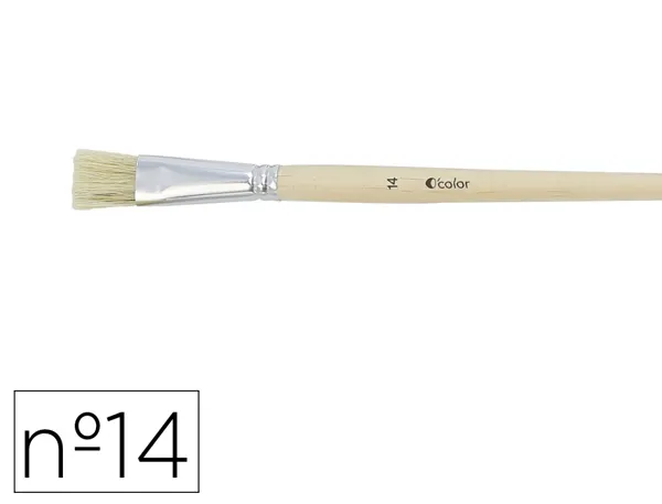 Brosse plate o'color poils soie porc nº14 virole aluminium manche bois naturel lot 10 unites — Non classé