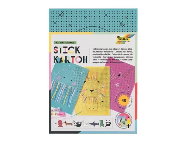 Carton a broder folia animaux 175x245mm differents modeles  coloris assortis paquet 40    unites — Non classé