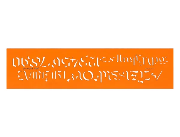 Normographe minerva nº8 trace lettre gothique plastique     coloris orange — Non classé