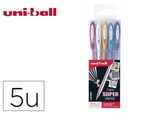 Pochette uniball signo roller encre gel ecriture moyenne    coloris pastel blanc / bleu / orange / rose / violet 5 — Non…