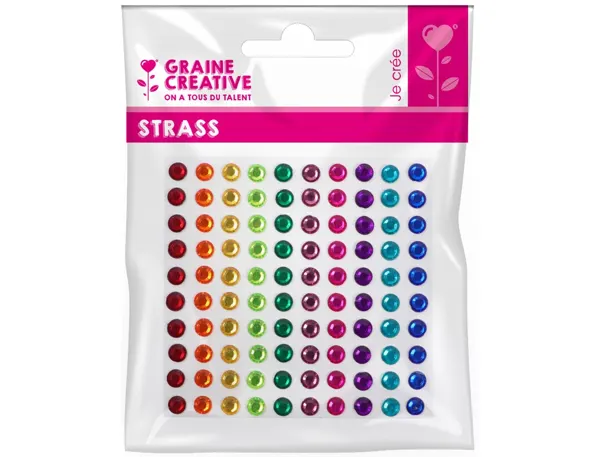1 planche graine creative de 100 strass 5 mm couleurs vives — Non classé