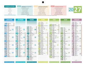 Calendrier bouchut 2027 7 mois recto/verso 4 saisons    mini 1 trou 210x265mm — Non classé