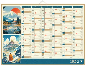 Calendrier bancaire bouchut 2027 zen 7 mois recto/verso 2 oeillets et 1 cordonnet       405x550mm — Non classé