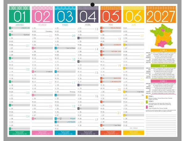 Calendrier bancaire bouchut 2027 tendance mini 6 mois     recto/verso 1 trou 210x265mm — Non classé